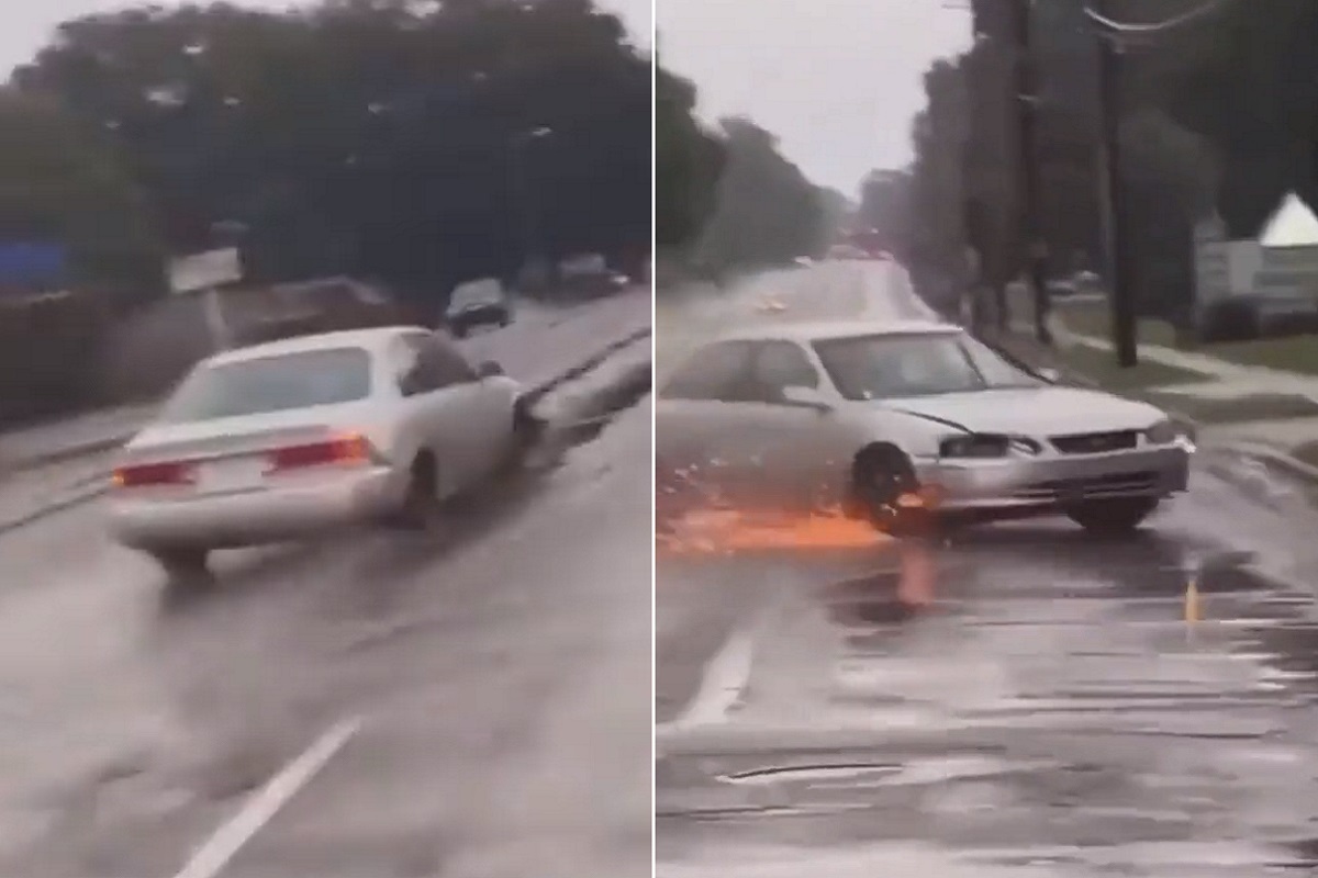 धावत्या कारसोबत थरार! चाकातून अचानक येऊ लागल्या आगीच्या ठिणग्या आणि... पाहा VIDEO