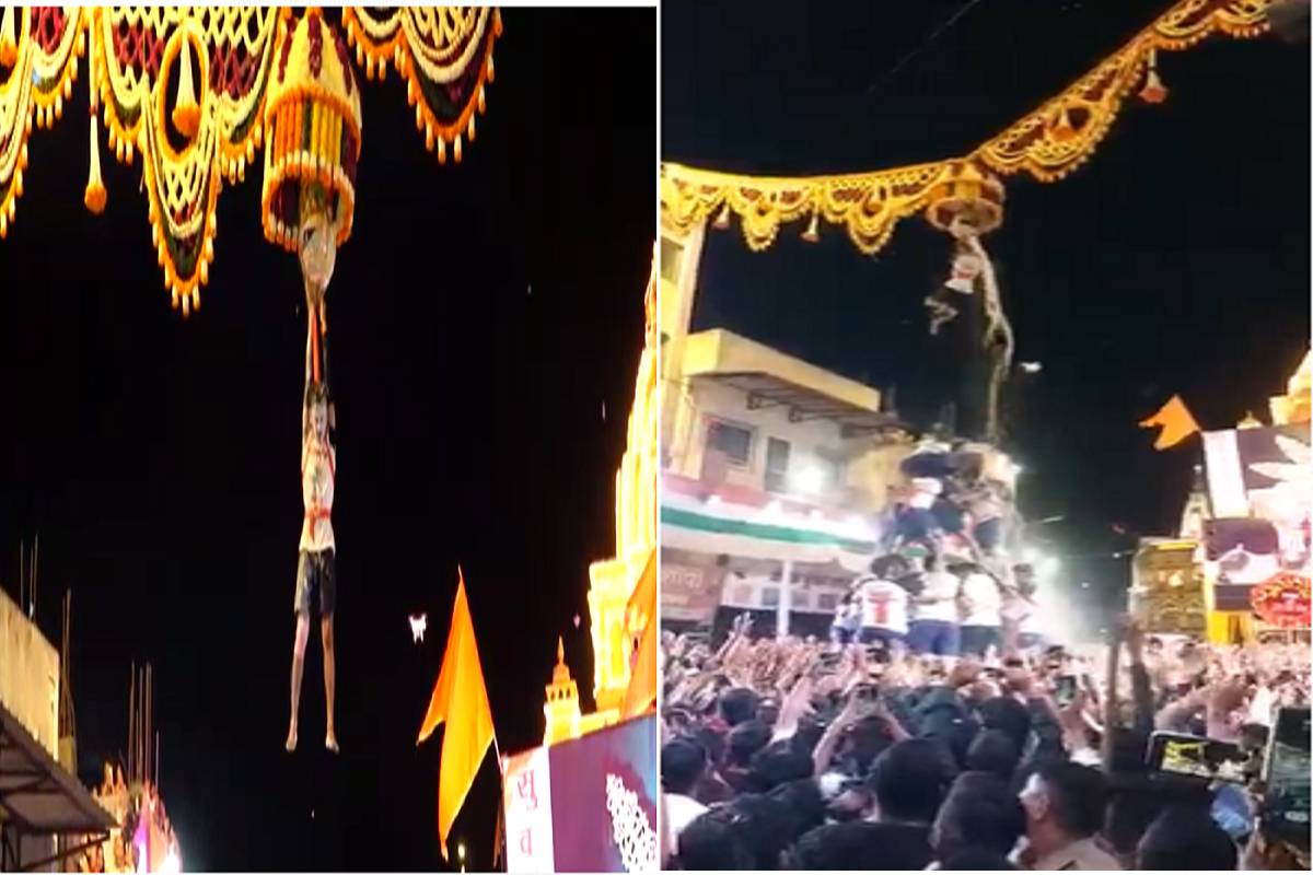 दहीहंडी फोडण्यासाठी सहाव्या थरावर पोहोचला, संघ कोसळला, तो लटकला, पुण्यातला चित्तथरारक VIDEO