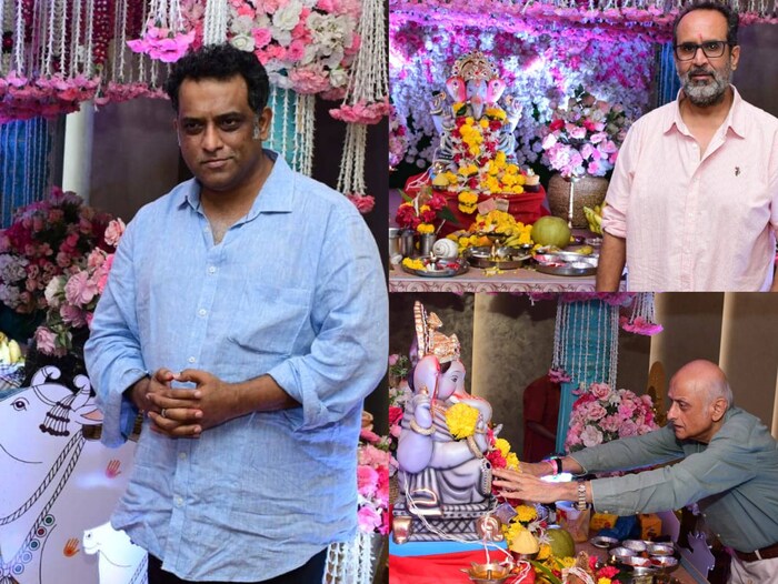  बॉलिवूड दिग्दर्शक अनुराग बासू, आनंद एल राय आणि मुकेश भट्ट हे टी-सीरीजच्या गणपती पूजेला पोहोचले होते.