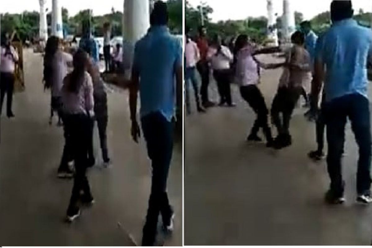 तरुणींची तरुणाला बेदम मारहाण.