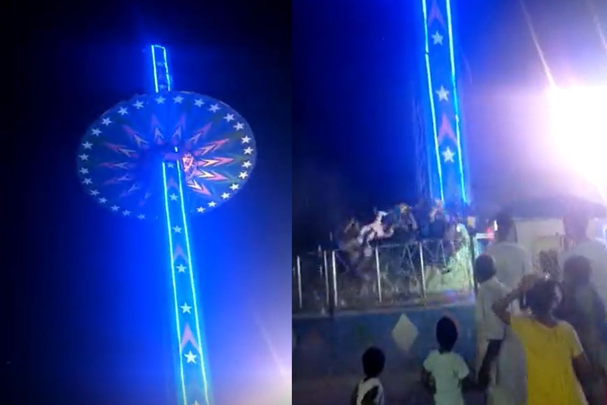 3 सेकंदात 50 फुटावरुन खाली कोसळलं स्काय स्विंग; लोक जमिनीवर आदळून उडाले, धक्कादायक VIDEO