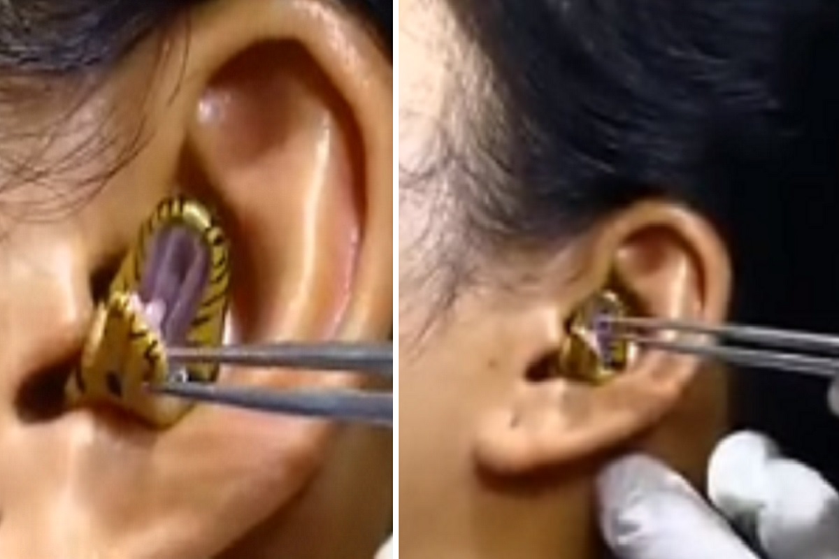 Viral video : महिलेच्या कानात शिरला साप, पिवळ्या सापाचा व्हिडीओ पाहून सर्वच हैराण