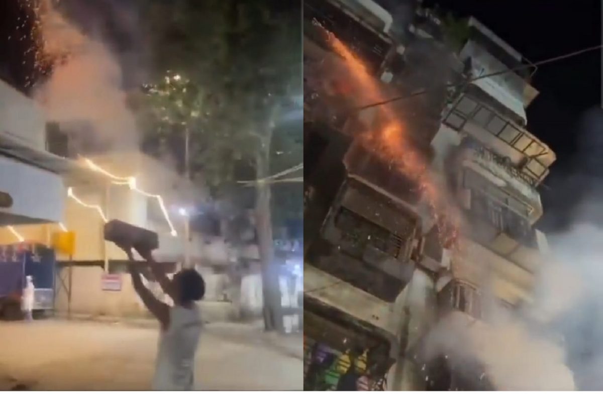 बापरे! ठाण्यात अशी दिवाळी पाहून पोलीसही हादरले; VIDEO तल्या तरुणाचा शोध सुरू