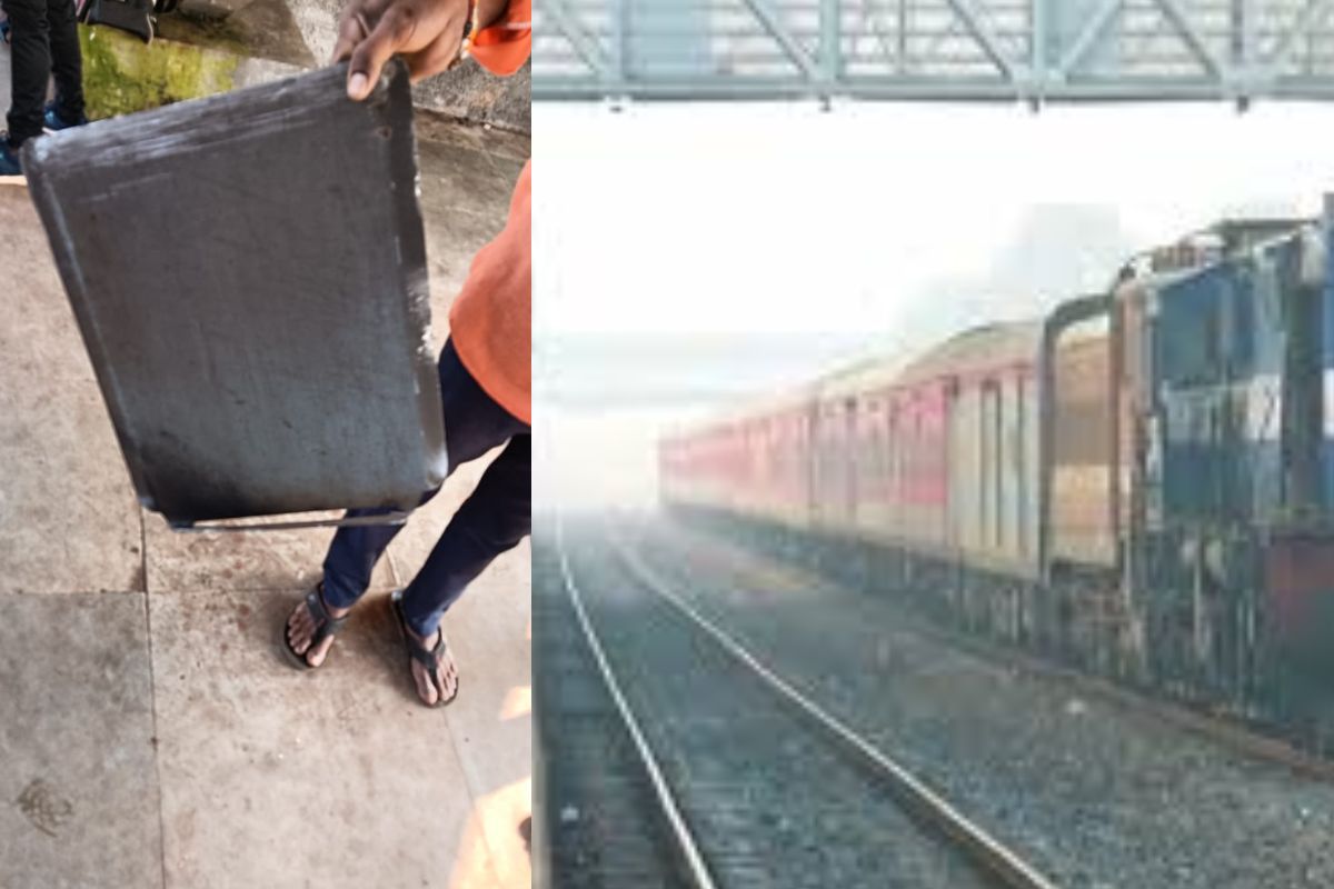 सुसाट एक्स्प्रेसचा लोखंडी पत्रा तुटला अन् स्टेशनवर उभ्या असलेल्या प्रवाशांवर उडाला, एक जण जखमी