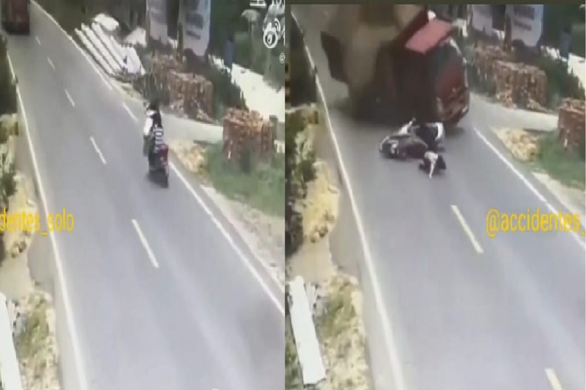 ट्रक आणि स्कूटीचा भयंकर अपघात.