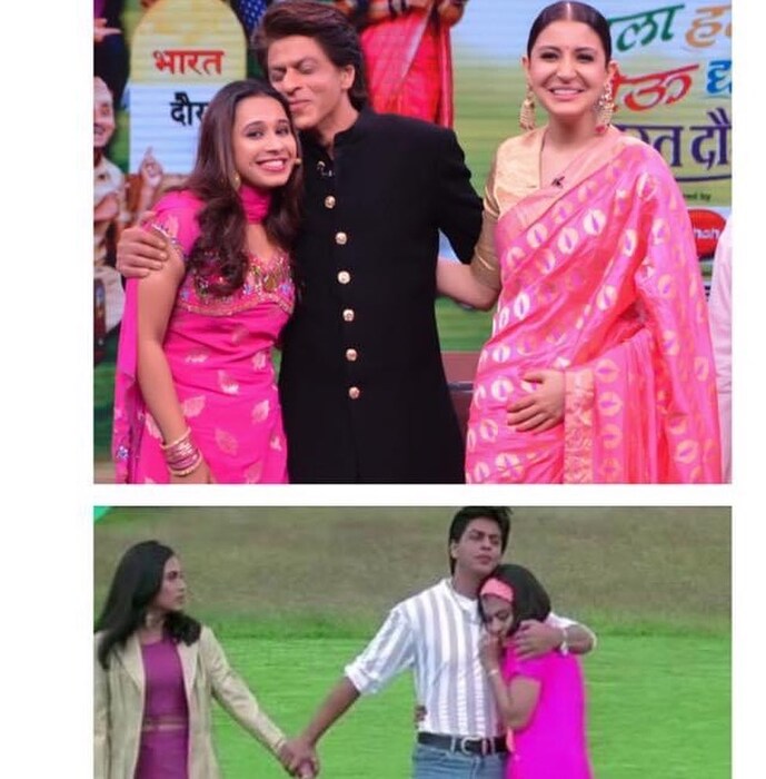 या फोटोमध्ये 'कुछ कुछ होता है' चित्रपटाच्या सीनसारखा श्रेयाचाही एक पोस्टर बनवल्याचं दिसतंय. यावरही अनेक प्रतिक्रिया येत आहेत. 