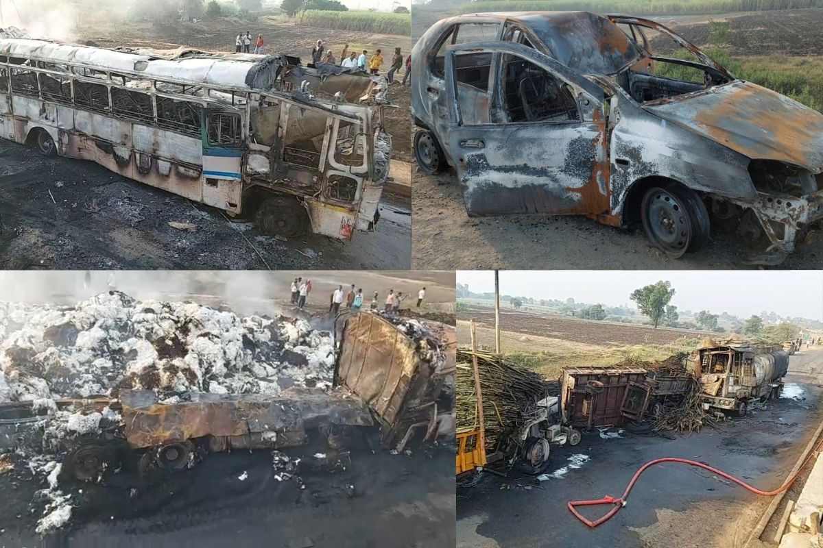 लातूर जिल्ह्यातल्या भातखेडा गावाजवळ नांदेड महामार्गावर रात्री 2 च्या सुमारास हा अपघात घडला.