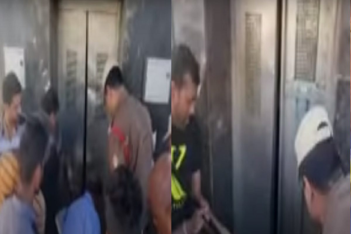 लिफ्टमध्ये अडकला मुलगा.