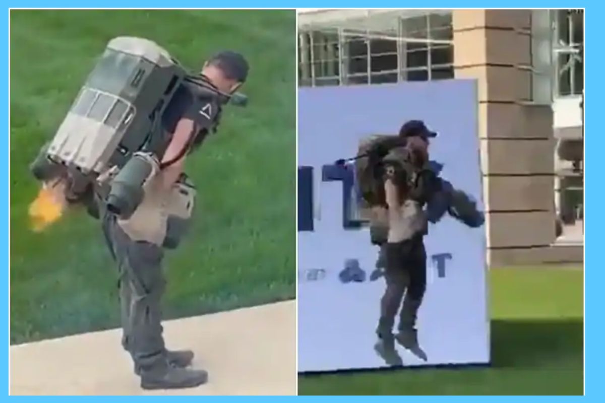 यंत्राच्या मदतीनं चक्क हवेत उडू लागला व्यक्ती, Video होतोय व्हायरल