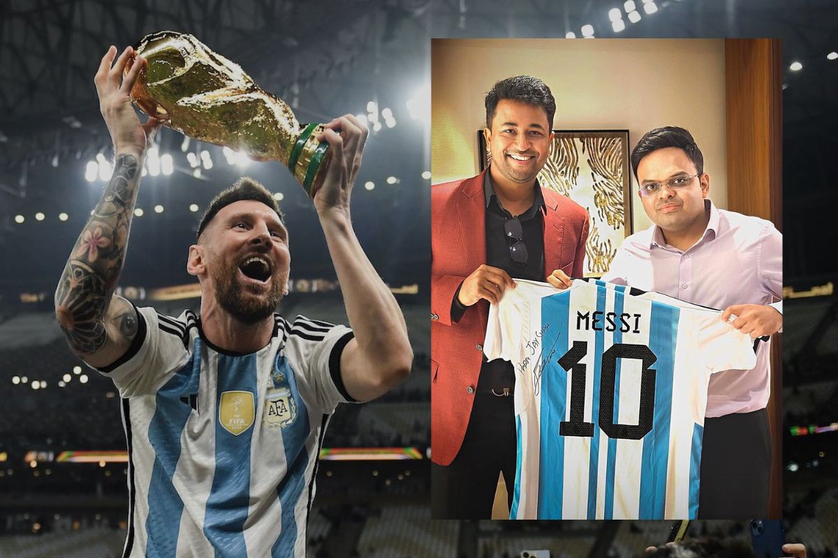 मेस्सीचं जय शहांना सरप्राइज, वर्ल्ड कप जिंकल्यानंतर जर्सी दिली गिफ्ट