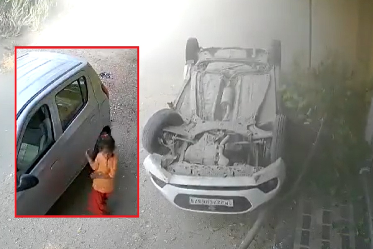 थोडक्यात बचावली चिमुरडी, 10 सेंकद अन् गाडी चक्काचूर, थरकाप उडवणारा Video