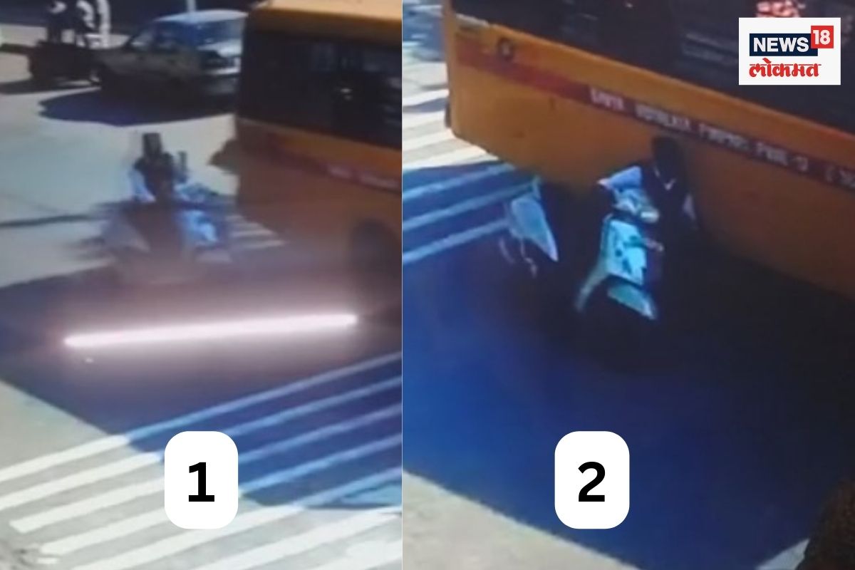 स्कूल बसला ओव्हरटेक करणे जीवावर; पिंपरी चिंचवडमध्ये अपघाताचा भयानक Video समोर