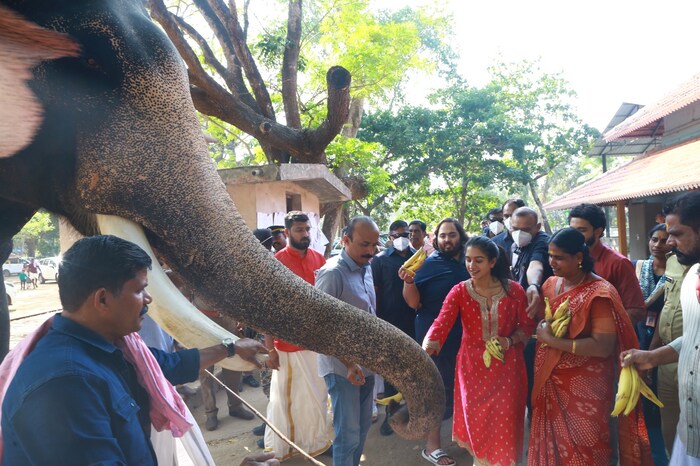अनंत अंबानी आणि राधिका मर्चंट यांनी केरळमधील प्रसिद्ध गुरुवायूर मंदिरात जाऊन श्रीकृष्णाचं दर्शन घेतलं आहे. 
