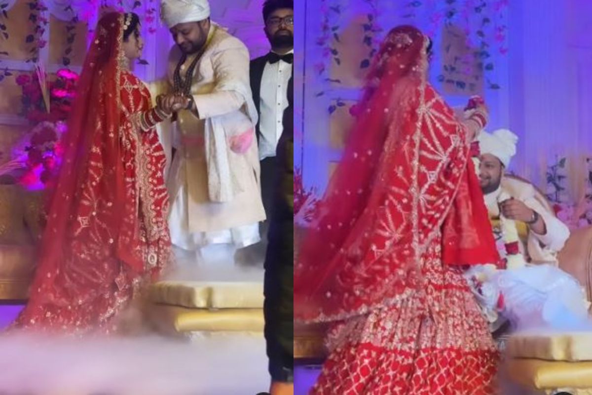 लग्नाआधी नवरदेवाचा पाय झाला फ्रॅक्चर; स्टेजवरच नवरीने केलं असं काम की पाहुणेही भावुक..VIDEO