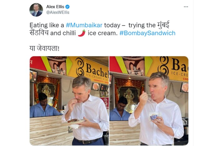 मुंबईत आल्यावर ॲलेक्स स्ट्रीट फूडचा आस्वाद घेतानाही दिसले. याचे फोटो त्यांनी त्यांच्या ट्विटरवर शेअर केले आहेत. 