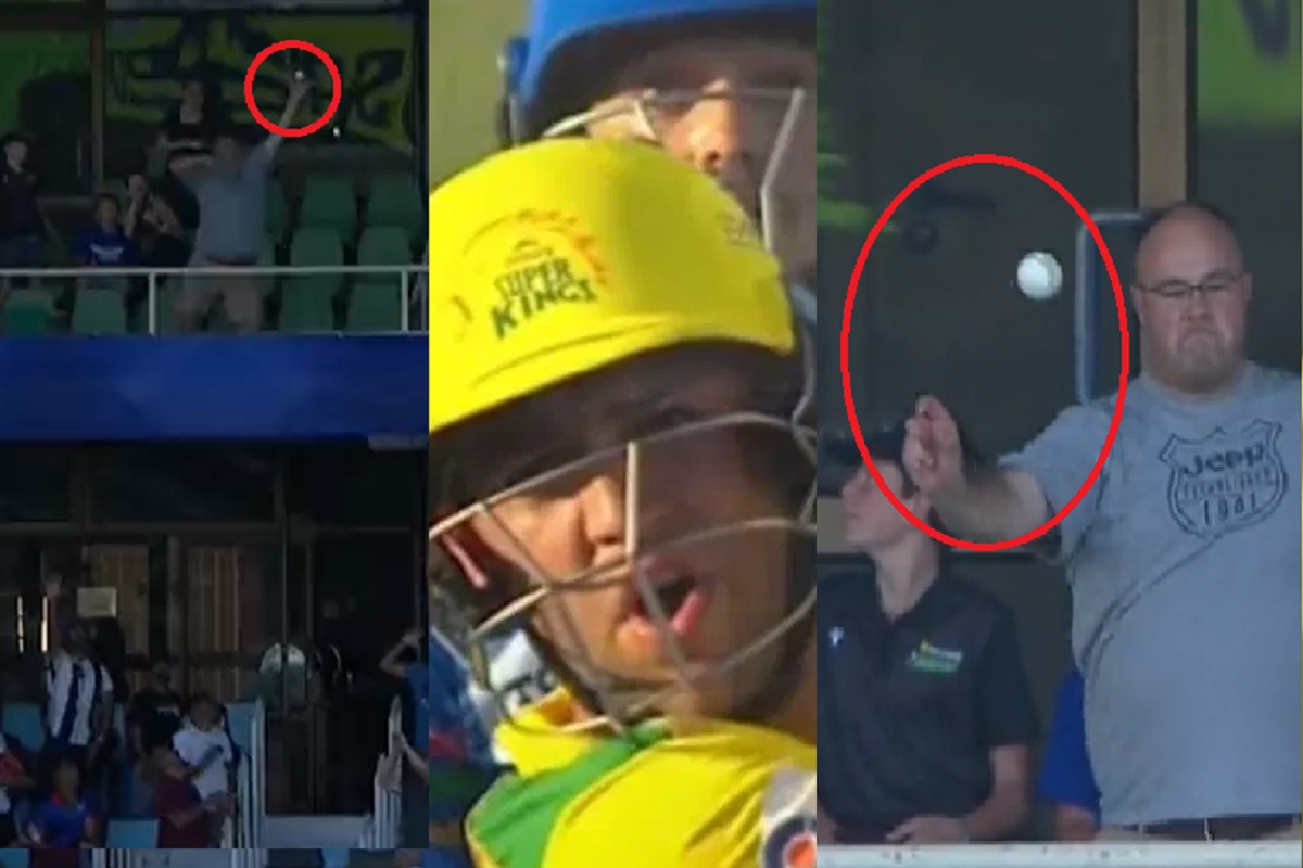 आश्चर्यकारक! प्रेक्षकानं 104 मीटर लांबीचा सिक्स हवेतच अडवला; व्हिडिओ व्हायरल