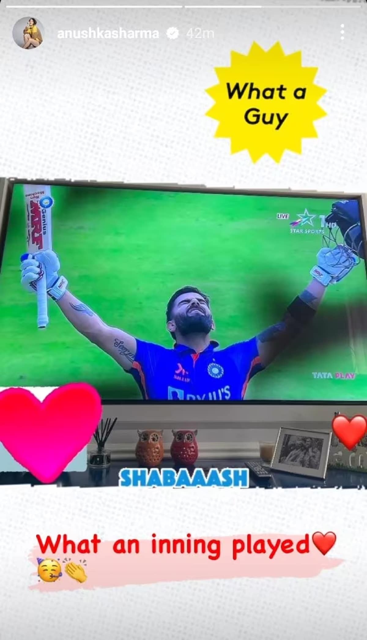 Anushka posted story after virat century
