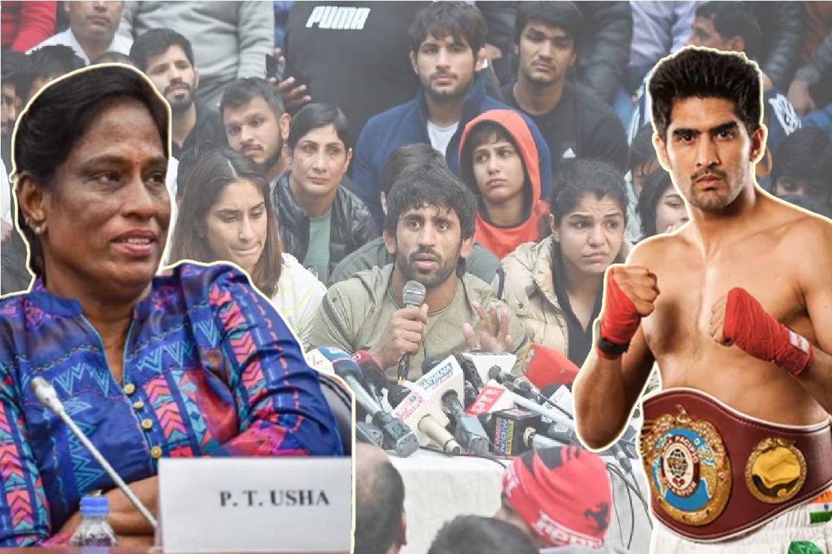 Wrestlers protest : विजेंद्ररला मंचावरून उतरवलं खाली, तर पीटी उषानेही घेतली आंदोलनाची दखल