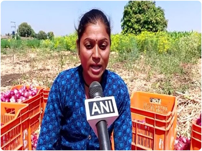 Nashik Onion: एका महिलेनं कांद्याला मिळणाऱ्या भावानंतर निराशा व्यक्त केली आहे. आमच्याकडे एक एकर जमीन कांदा आहे. सोनं गहाण ठेवून आम्ही कांदा लावला. आमच्यावर 50 हजाराचं कर्ज आहे. बाजारात मला 20 ते 25 हजार देखील कांद्याला भाव मिळत नाहीय. (ANI)
