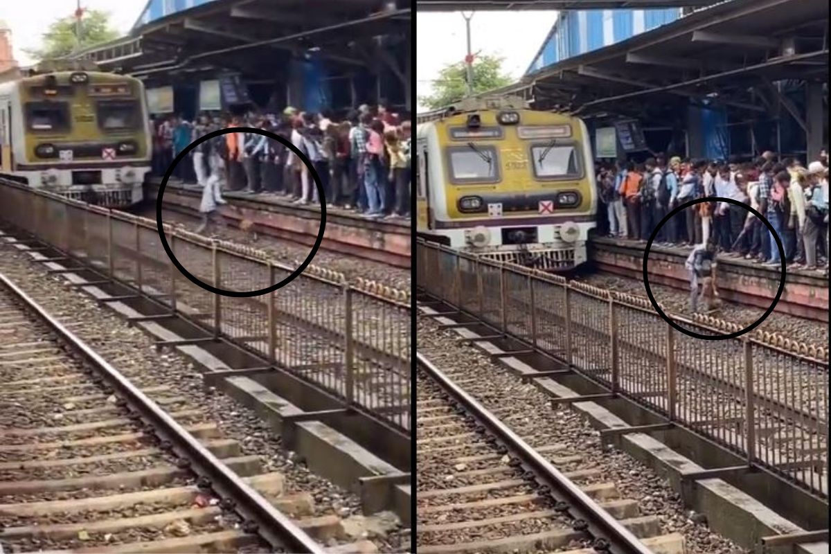 श्वानाला वाचवण्यासाठी तरुणाने घेतली रेल्वे ट्रॅकवर उडी; इतक्यात अचानक ट्रेन आली अन्...पाहा VIDEO