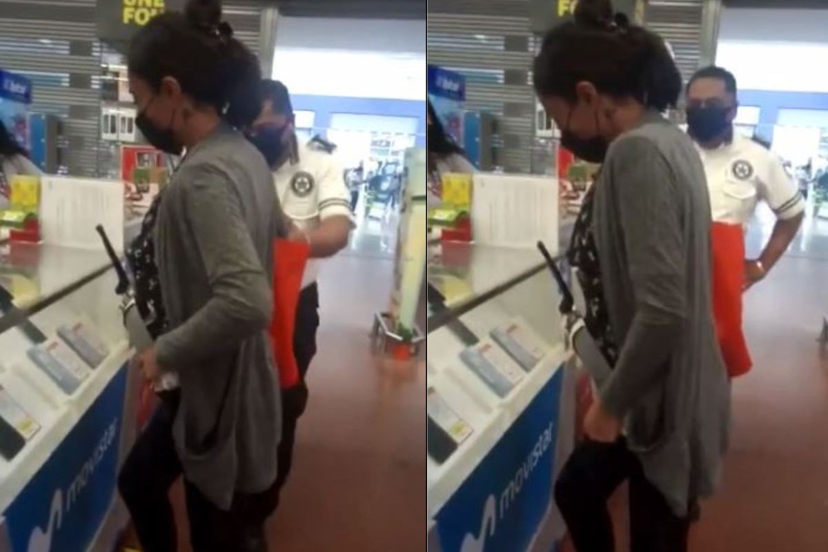 शॉपिंग मॉलमध्ये चोरी करून महिलेनं कपड्यांमध्ये लपवलं सामान; झडती घेताच सगळेच शॉक, VIDEO