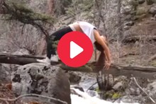 Shocking Video : धबधब्यावर उलटी होऊन स्टंट करत होती तरुणी, तोल गेला अन्...