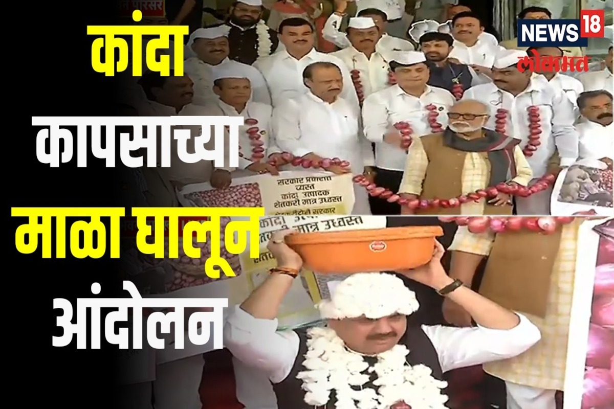 विधानभवनाच्या पायऱ्यांवर आंदोलन करताना विरोधक.