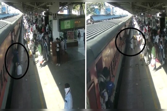 प्रवासी रेल्वेखाली जात होता अन् घडलं भयानक, व्हिडीओ पाहून व्हाल थक्क