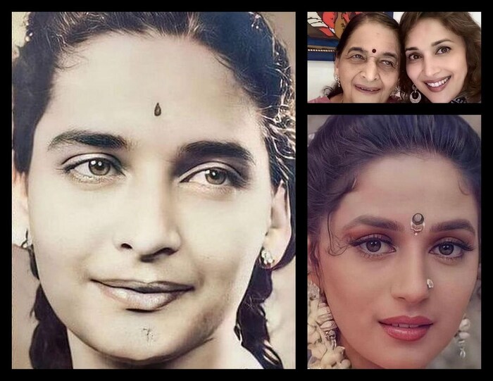 माधुरी दीक्षितच्या आई तरुणपणी अगदी तिच्यासारख्याच दिसत होत्या. 