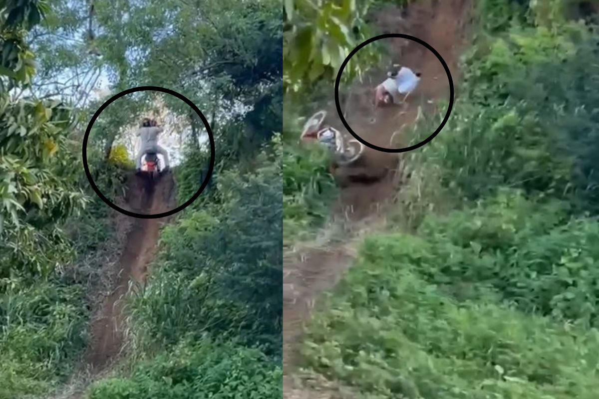 स्टंटच्या नादात भयानक अपघात; उंचावरुन दुचाकीसह खाली पडला अन्..., Shocking Video