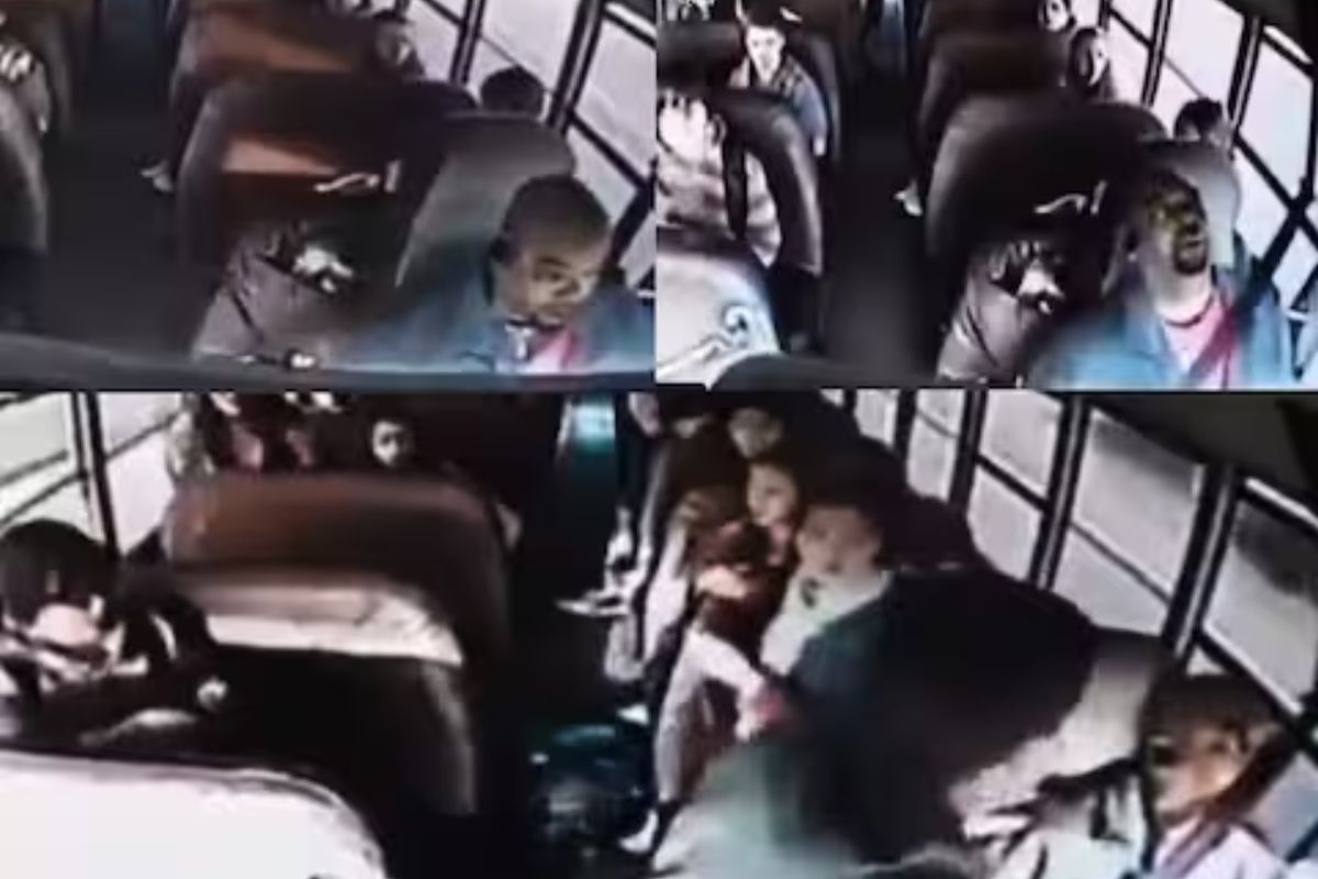 स्कूल बस चालवतानाच चालकाला आला Heart Attack; 13 वर्षीय मुलाने असा वाचवला सगळ्यांचा जीव..VIDEO