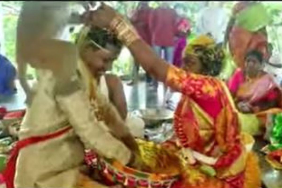 VIDEO: लग्नाचे विधी सुरू असतानाच स्टेजवर माकडाची एन्ट्री; आधी नवरदेवाच्या डोक्यावर बसलं, मग नवरीला..