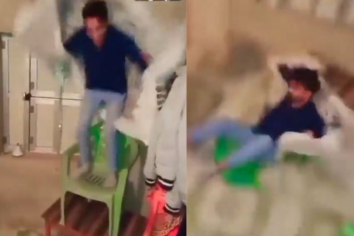 VIDEO: उत्साहाच्या भरात खुर्चीवर चढून नाचू लागला; पुढच्याच क्षणी असा आपटला की सगळेच शॉक