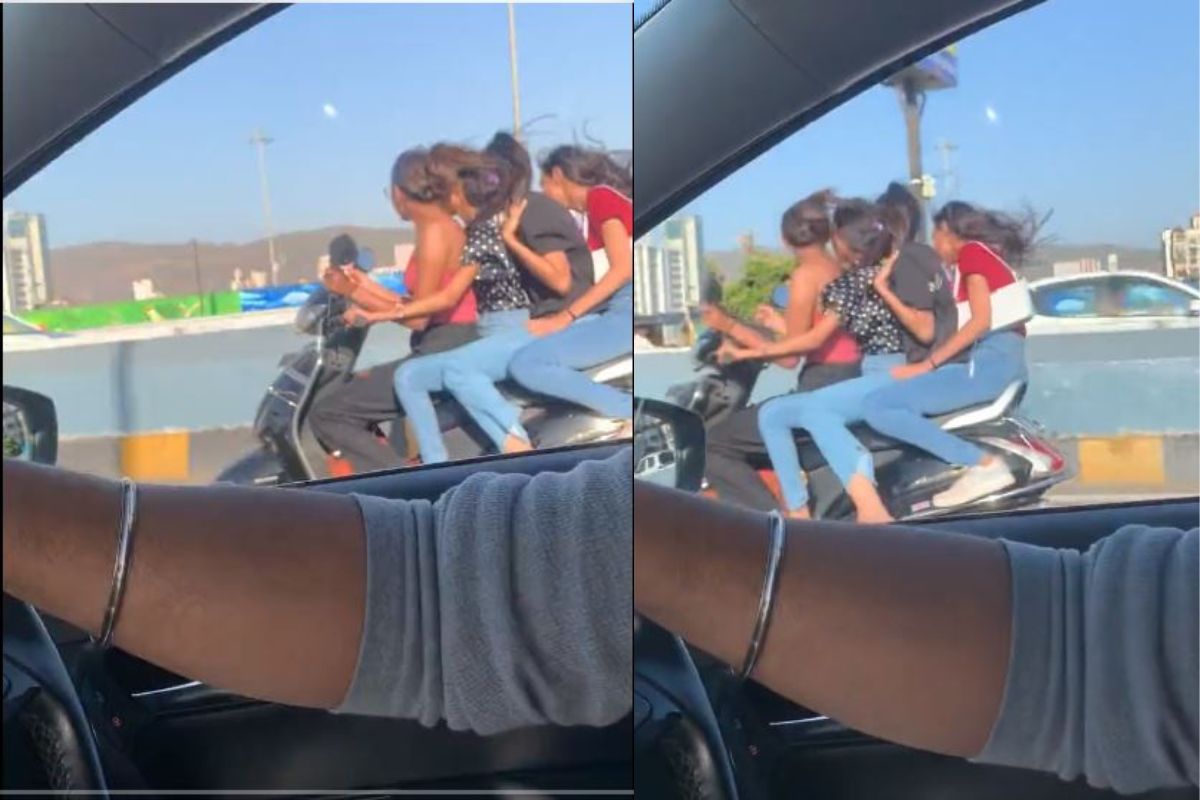 VIDEO: यांना आवरा! एका स्कूटीवर चौघी बसल्या, मग मुंबईच्या रस्त्यावर नको ते पराक्रम, पोलिसांत पोहोचलं प्रकरण