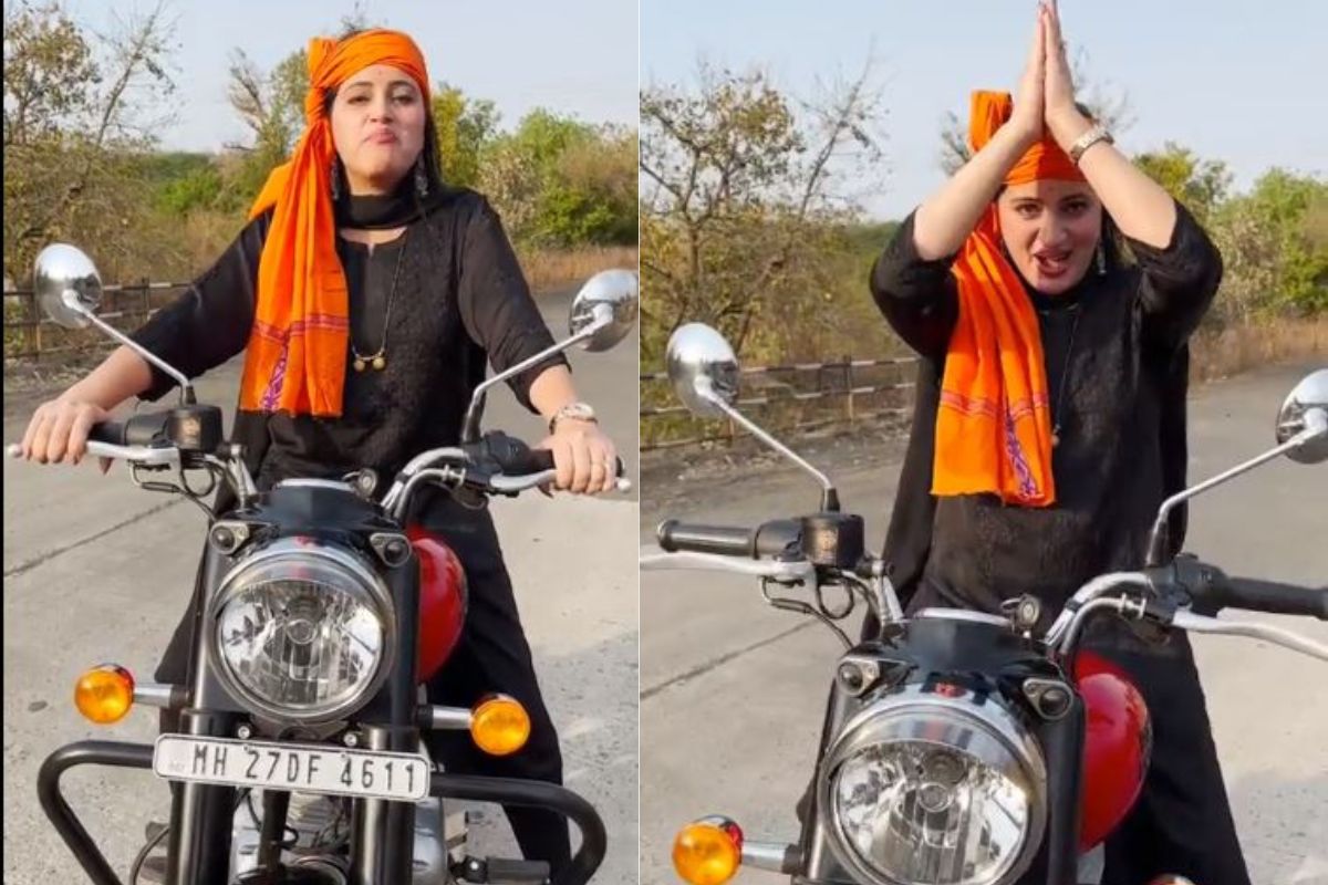 VIDEO: डोक्यावर भगवा स्कार्फ अन् जय श्री रामचे नारे; विनाहेल्मेट सुसाट बुलेट पळवत नवनीत राणांनी साजरी केली रामनवमी