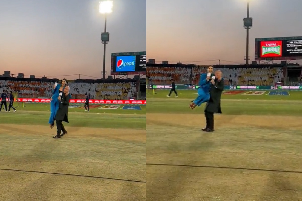 कॉमेंट्रेटरने क्रिकेटरच्या पत्नीलाच घेतलं कडेवर; पाकिस्तानातील सामन्याचा Video Viral