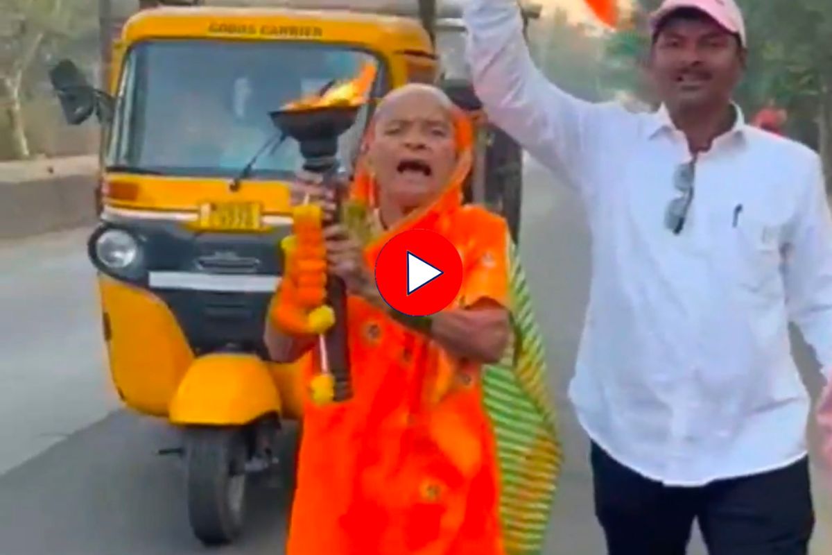 77 व्या वर्षी शिवज्योत घेऊन धावणाऱ्या आजी, 40 पेक्षा जास्त किल्ले केले सर, Video
