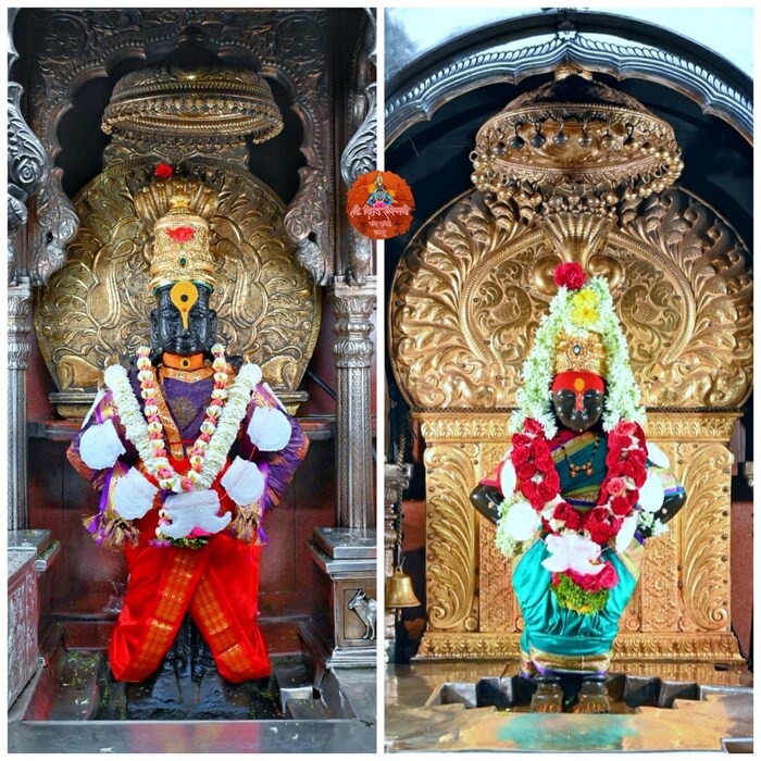 गुढीपाडवा निमित्त जगभरातील विठू-रखूमाईच्या भक्तासांठी मंदिर समितीची आकर्षक फुलांची सजावट करण्यात आली आहे