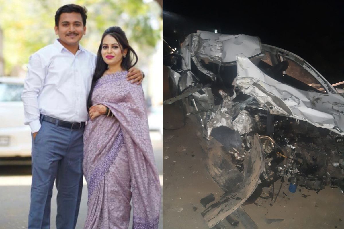 देवदर्शनाहून परतताना नवदाम्पत्याचा भीषण अपघात, दोघांचा जागीच मृत्यू, 18 मार्चला झालं होतं लग्न
