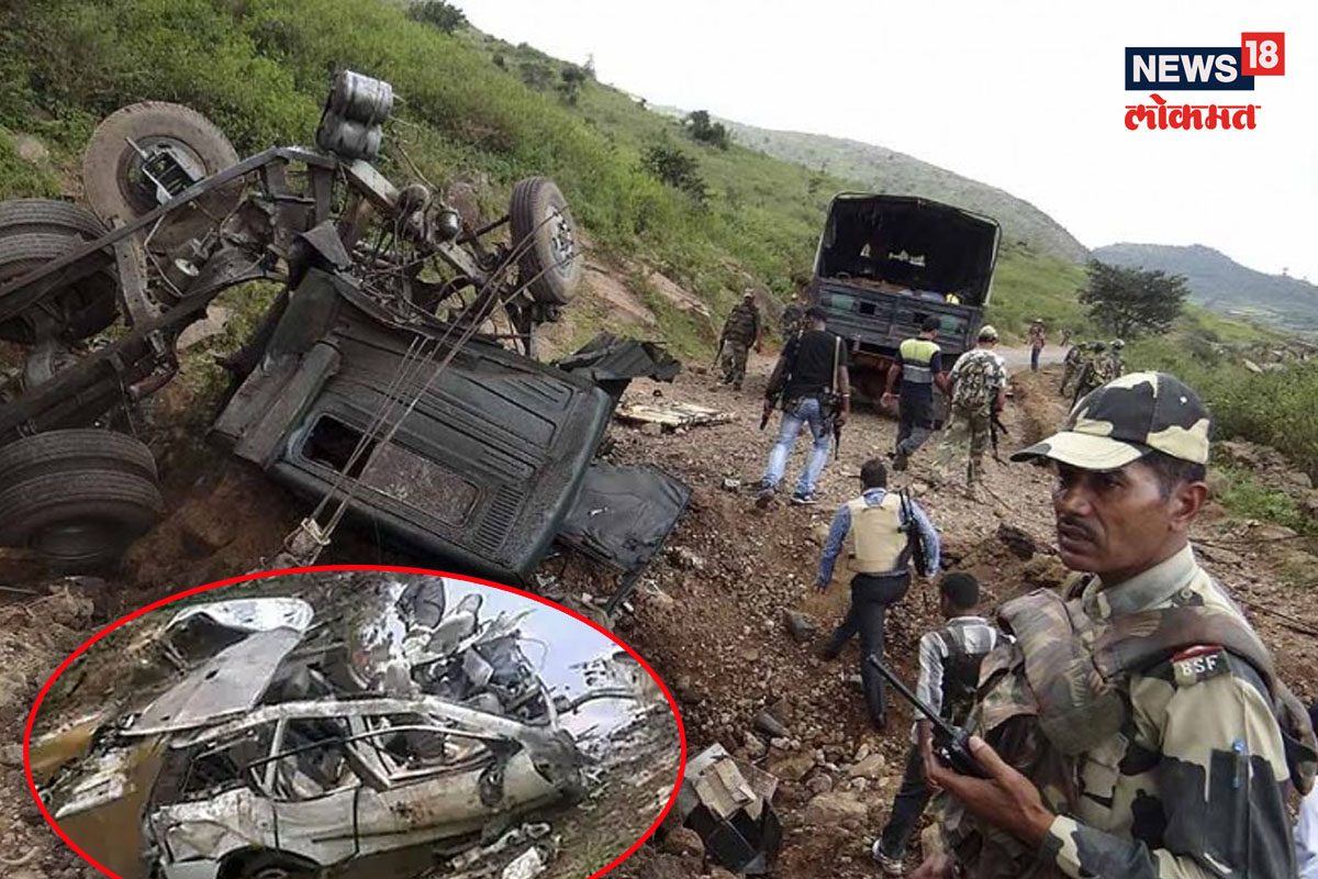 नक्षलवाद्यांच्या हल्ल्यात वाहनांच्या चिंधड्या