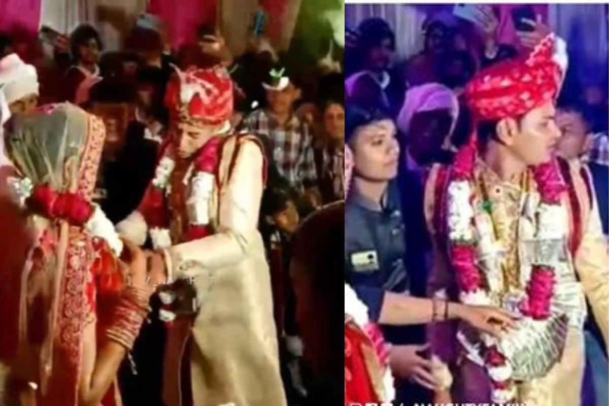 नवरीला वरमाळा घालताच इतका घाबरला की स्टेजवरच मागे पळाला नवरदेव; पाहा नेमकं काय झालं? VIDEO