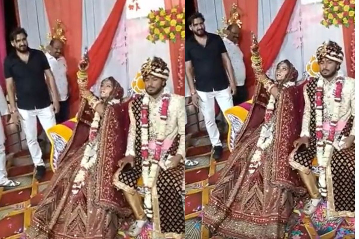 लग्नाच्या स्टेजवरच नवरीकडून गोळीबार; घाबरलेला नवरदेव शेजारी बसला अन्.., कांड होताच वधू फरार, Shocking Video