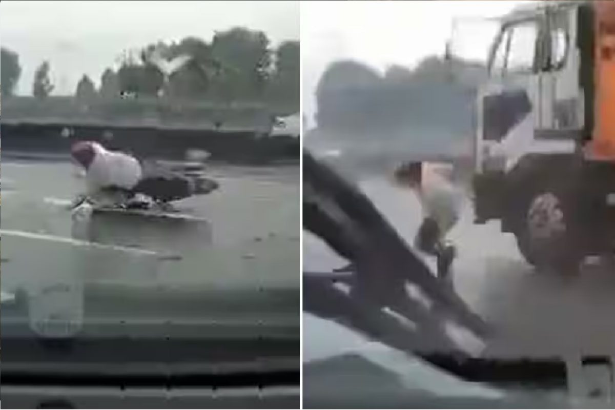 बाईक आणि ट्रक अपघाताचा व्हिडीओ.