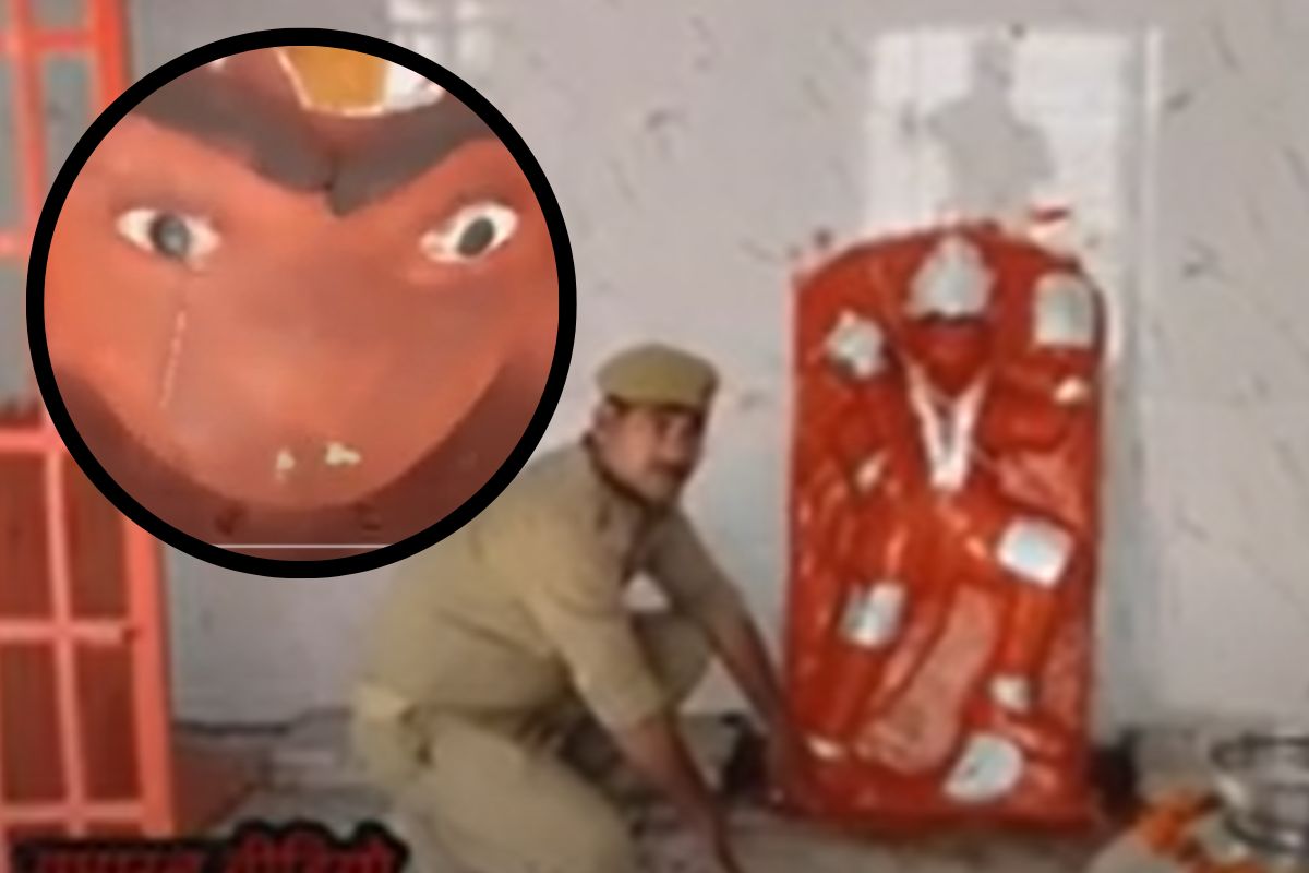 कानपूरमधील हनुमान मूर्तीच्या डोळ्यात अश्रू