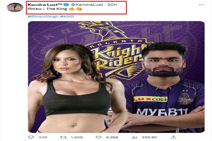 तिने तिचा आणि रिंकूचा एक फोटो मॉपकरून त्याला 'रिंकू द किंग' असे कॅप्शन दिले. 
