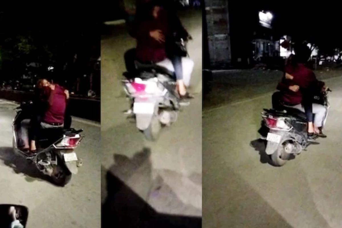 कपलचा नशेत रस्त्यावरच विचित्र प्रकार