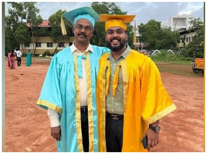 हरेंद्रकुमार व्हीआर: तिरुवनंतपुरमचे रहिवासी असलेले हरेंद्रकुमार व्हीआर यांना लेक्चरर बनायचे होते. मात्र घरची आर्थिक परिस्थिती बेताची असल्याने त्यांचा अभ्यास अपूर्णच राहिला. त्यांनी मदुराई कामराज विद्यापीठातून प्रथम श्रेणीत एमबीए पदवी प्राप्त केली. त्यानंतर मॅनेजमेंट, एचआर आणि इंडस्ट्रियल रिलेशनमध्ये नेट उत्तीर्ण. 2015 मध्ये वयाच्या 62 व्या वर्षी त्यांनी सीईटी स्कूल ऑफ मॅनेजमेंटमधून मॅनेजमेंट स्टडीजमध्ये पीएचडी केली. त्यांचा मुलगा अमल जिष्णू याने त्यांच्यासोबत एमबीए पूर्ण केले.