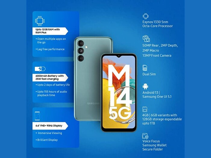या फोनमध्ये कंपनीने पॉवरफुल Exynos 1330 octa-core प्रोसेसर वापरला आहे. जो 5nm प्रोसेसर आहे आणि 2.4GH ची प्रोसेसिंग स्पीड देतो. यामध्ये कंपनी लेटेस्ट Android 13 सह One UI Core 5.0 UI देत आहे.