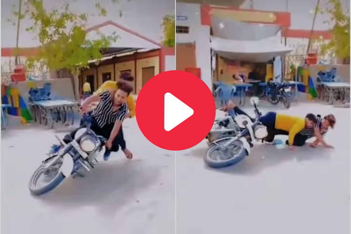 बुलेट घेऊन स्टंट