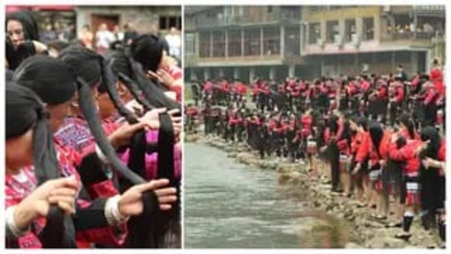 चीनच्या गुइलिनमधील हुआंग्लू याओ गावातील रेड आयो समाजाचे लोक. या समाजातील सर्व महिलांचे केस लांब आहेत. लांब केस दीर्घ आयुष्य, धन, समृद्धी, सौभाग्याचं प्रतीक मानतात. आयुष्यात वयाच्या अठराव्या वर्षी फक्त एकदाच त्या केस कापतात. (फोटो - गिनीज बुक ऑफ रेकॉर्ड)